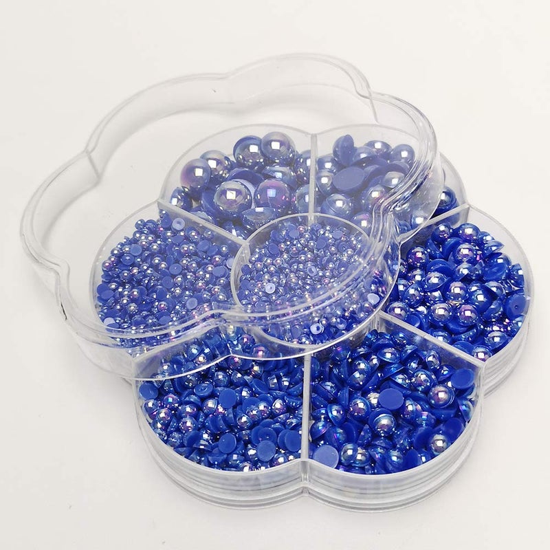 Chenkou Craft 3000PCS 1 Box Dark Blue Round Flatback Imitation Half Pearls Bead Loose Beads Gem (Dark Blue Half Ball) - Image 4